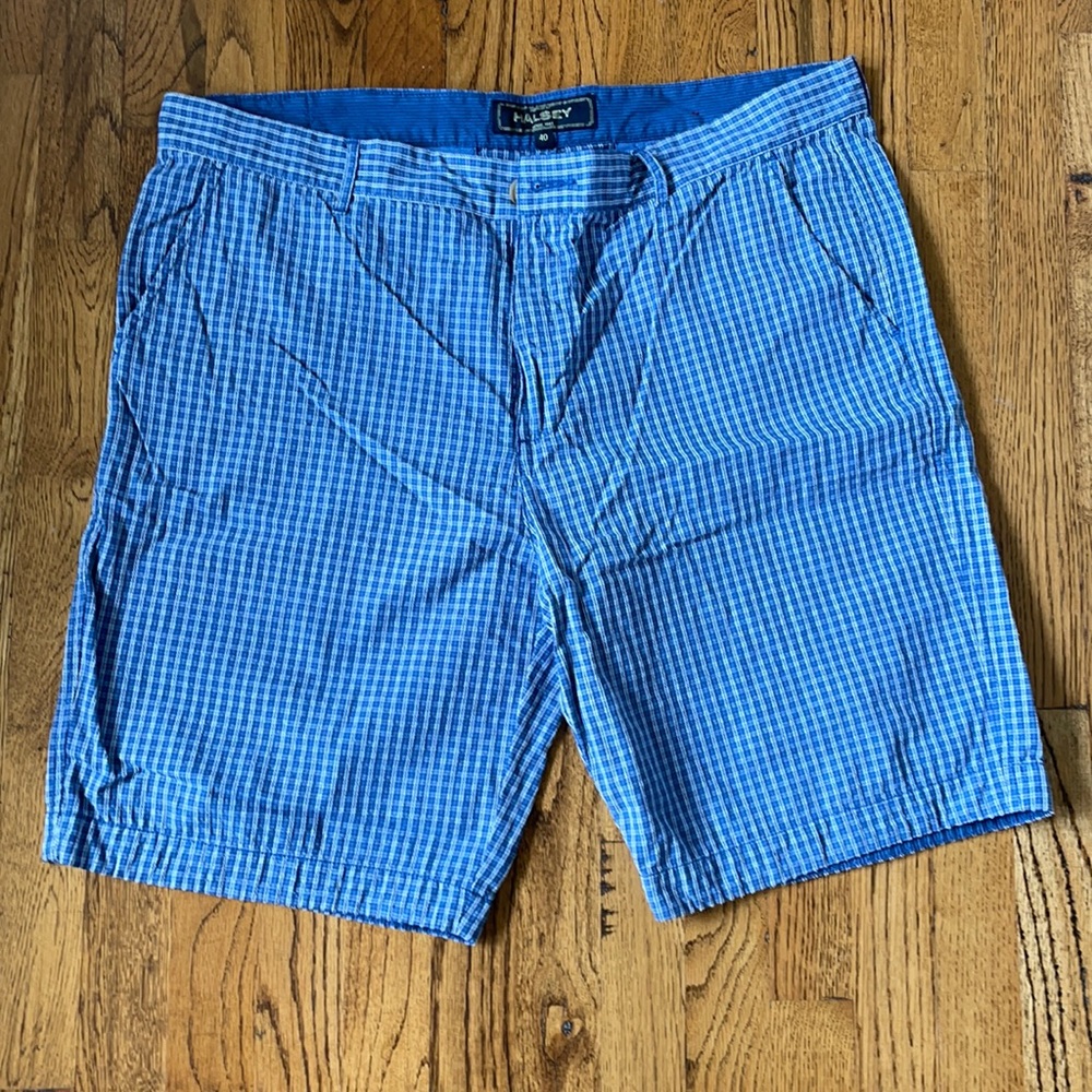 Halsey Blue Check Shorts Sz40